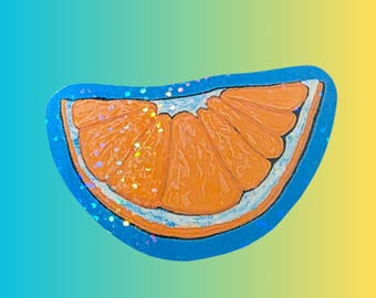Pegatina naranja holográfica brillante