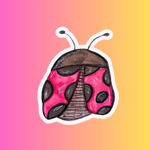 Cute Ladybug Sticker-Watercolor sticker-Holographic