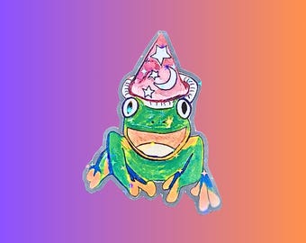 Adesivo Rana Maga: Decalcomania Olografica Magica Fantasy