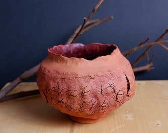 Terracotta craquelè vase