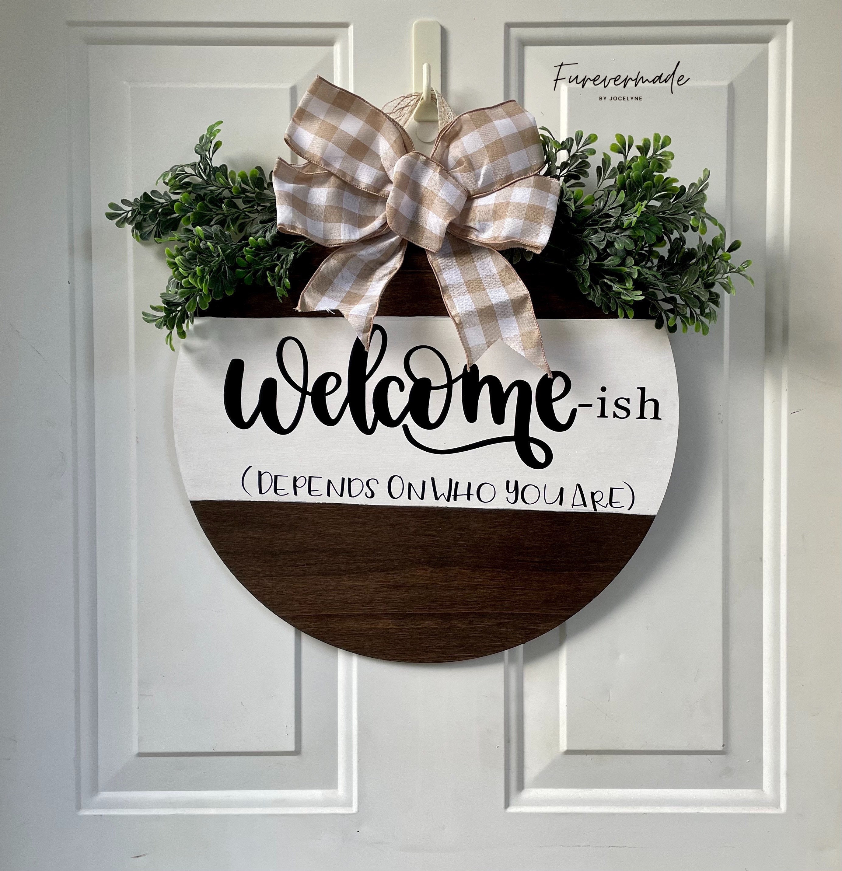 16 Wooden Round Door Sign Etsy