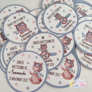 Etichette Orsetto Aviatore Personalizzate stampate, etichette regalo, etichette bomboniera