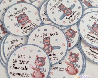 Personalized printed Aviator Bear labels, gift labels, favor labels