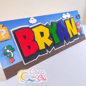 Nome Personalizzato Super Mario, Centrotavola per Nascita, Battesimo, Primo Compleanno, Comunione