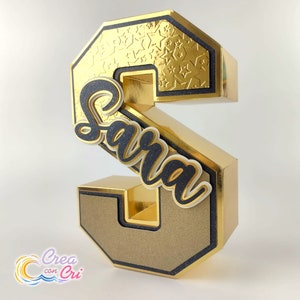 Lettere 3D Black & Gold, Stelle e Luna, adatte per Diciottesimo, Compleanno, Scritta Nome