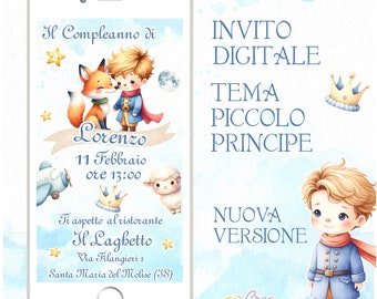 Little Prince Theme Digital Invitation suitable for Birthdays, Baptisms, Communions for boys and girls.