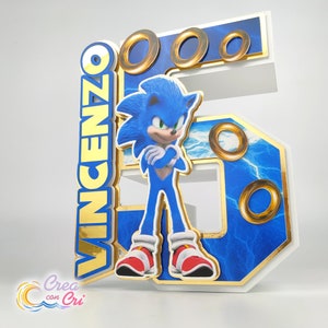 Numero 3D Sonic, Personalizzato con nome, adatto per Compleanno, bambino e bambina.