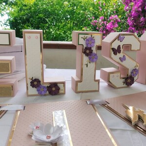 Lettere 3D, Rose & Gold, Prima Comunione, Diciottesimo, Compleanno, Scritta Nome - Ragazza, Bambina, Donna