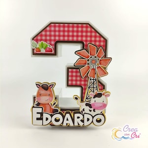 Lettere e Numeri 3D Fattoria, adatte per Nascita, Compleanno, Battesimo, Prima Comunione, Scritta Nome, Bambina, Bambino