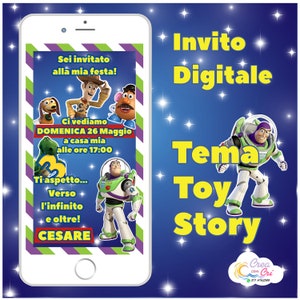 Invito Digitale Toy Story adatto per Compleanno Bimbo, Bimba.