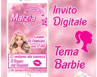 Barbie Digital Invitation suitable for Birthday.
