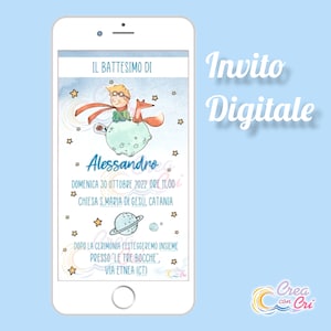 Invito Digitale Tema Piccolo Principe adatte per Compleanno, Battesimo, Comunione Bimbo, Bimba.