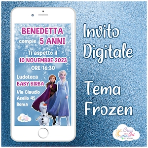 Invito Digitale Frozen adatto per Compleanno Bimba.