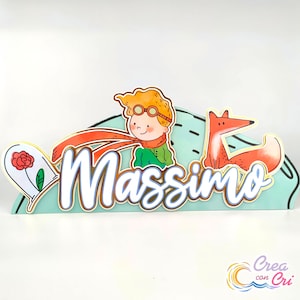 Nome su Targa Tema Piccolo Principe, Nascita, Compleanno, Battesimo, Prima Comunione, Bimbo e bimba.