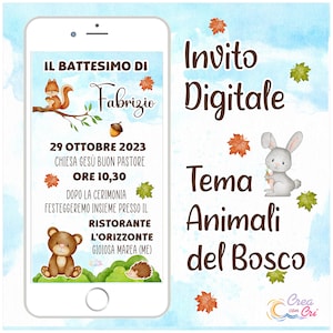 Invito Digitale Bosco adatto per Compleanno, Battesimo, Comunione Bimbo, Bimba.