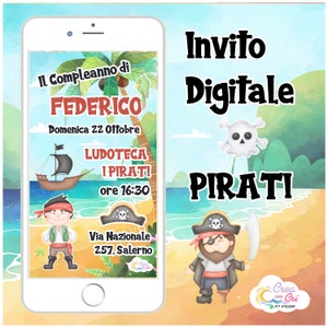 Invito Digitale Pirati adatto per Compleanno.
