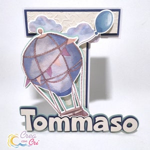 Lettere 3D Tema Mongolfiera, iniziale con nome, per Battesimo, Prima Comunione, Diciottesimo, Compleanno, Scritta Nome, Bambino, Bambina