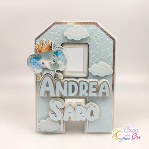 Lettere e Numeri 3D tema Elefantino, adatte per Nascita, Compleanno, Battesimo.