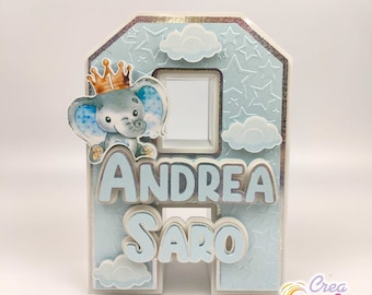 3D Letters and Numbers with Elephant theme, suitable for Births, Birthdays, Baptisms.