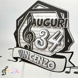 Cake Topper Tema Musica, adatto per Compleanno, Laurea, Matrimonio