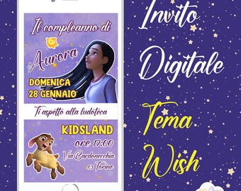 Wish Digital Invitation suitable for a little girl's birthday