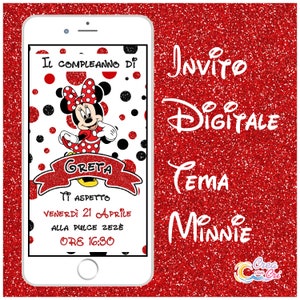 Invito Digitale Minnie adatto per Nascita, Compleanno Bimba.