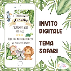 Invito Digitale Safari adatto per Battesimo, Compleanno.