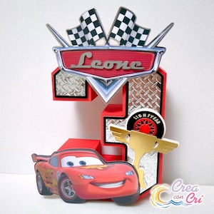 Numero 3D Cars Disney, Personalizzato con nome, adatto per Compleanno, bambino e bambina.