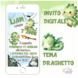Invito Digitale Draghetto adatto per Nascita, Compleanno Bimbo.