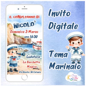 Invito Digitale Marinaio adatto per Battesimo, Compleanno.