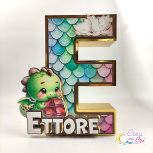 Lettere e Numeri 3D Draghetto, adatte per compleanno Bambino