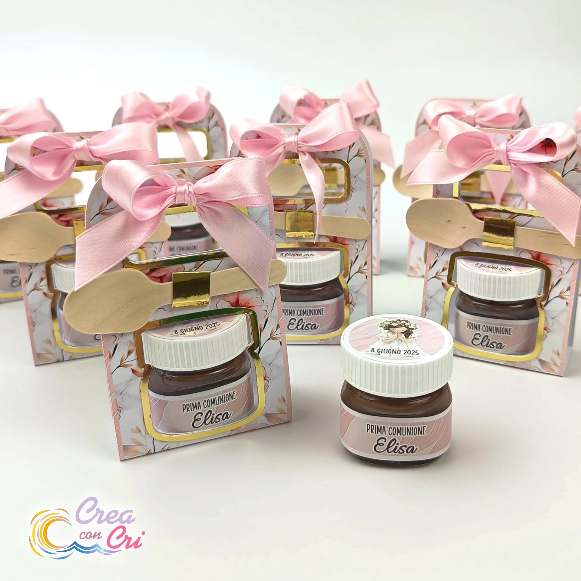 Nutellina box for First Communion girl with gold details