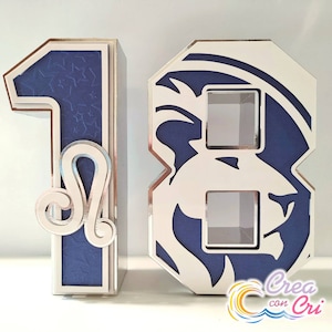 Numero 18 3D - Segni Zodiacali - Leone - Blu e Bianco - Diciottesimo, Compleanno, lettere 3d