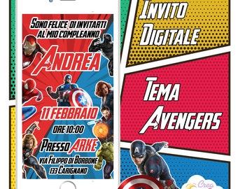 Avengers Digital Invitation suitable for Birthday.