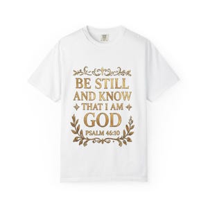 静まって、わたしが神であることを知れ 詩篇46:10 Tシャツ | キリスト教聖句Tシャツ