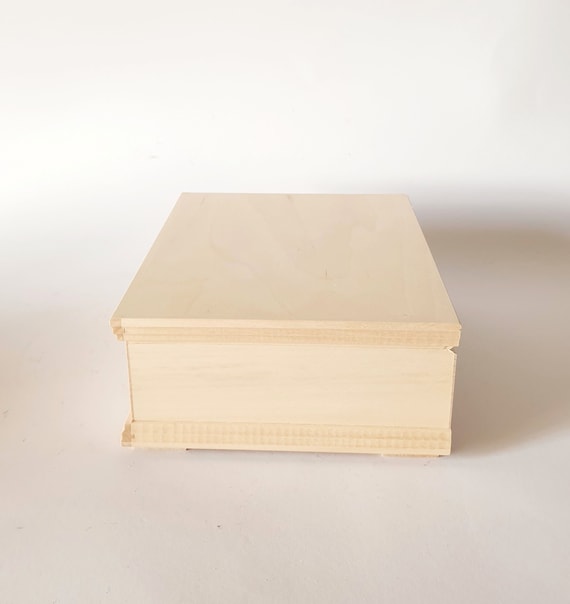 Unfinished Wooden Box With a Lid Unpainted Wooden Box With a Lid