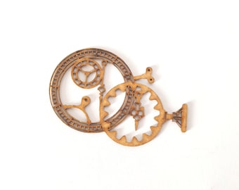 2 pcs MDF Steampunk Gear Clock: Laser Cut Chipboard