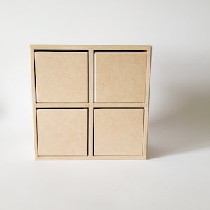 MDF box with 4 drawers, wooden cosmetic box, unpainted wooden chest, chest of drawers, decoupage