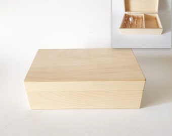 Pappel Kiste für Nähzubehör Unfertige Holzkiste mit Deckel, Unlackierte Kiste, Decoupage Holzkiste, Kiste für Decoupage, DIY Box