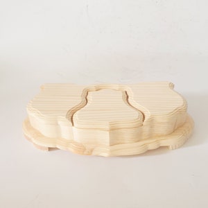 Unfinished Wooden Box from pine with 3 compartments, Unpainted  Box with a Lid ,Decoupage Wooden Box, Unfinished  Box for Decoupage, DIY Box