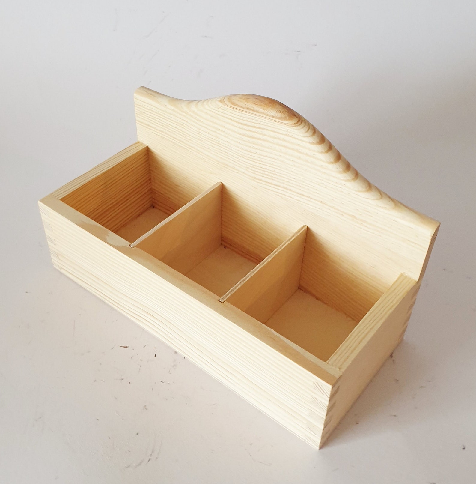 Tea Box With 3 Compartments Tea Box Wooden Box DIY Box Etsy