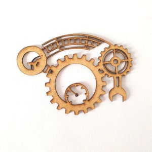 2 szt. MDF Steampunk Clock, Zegar z kołem zębatym, Płyta wiórowa, Cięcie laserowe, Dekoracyjna płyta wiórowa, Scrapiniec, Dakoornament, Technika mieszana