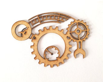 2 pcs Steampunk Gear Clock: Laser Cut MDF Chipboard