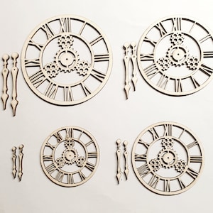 4st Steampunk Clock, Gear Clock, Spaanplaat, Laser Cut, Decoratieve Spaanplaat, Scrapiniec, Dakoornament, Mixed Media