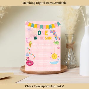 One in the Sun Invitation | Birthday Invitation | First Birthday | Pool Party Invitation | One in the Sun |