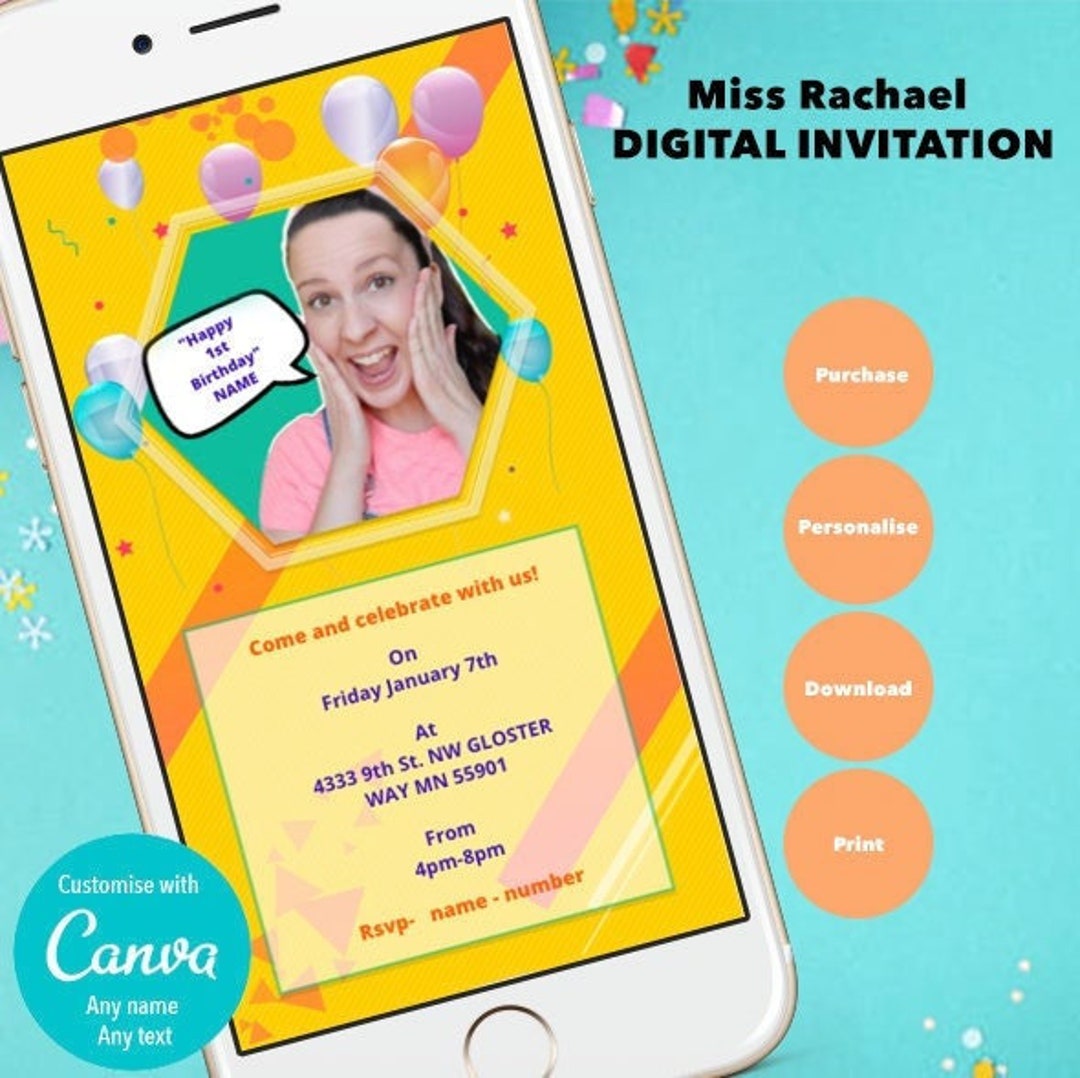 DIGITAL Ms Rachel Invitation Ms Rachel Party songs for Etsy Australia