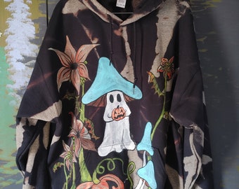 Sudadera con capucha de fantasma de hongo azul