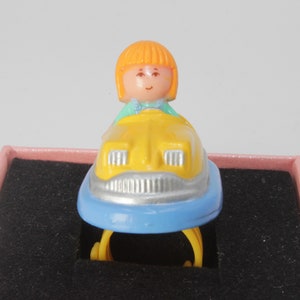 Rare 1989 Vintage Polly Pocket Midge Bumper Car Ring Yellow Variation - 100% Complete & Original