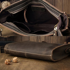 Brown leather clutch bag for men, detachable wrist strap, men clutch wallet handmade zdjęcie 6