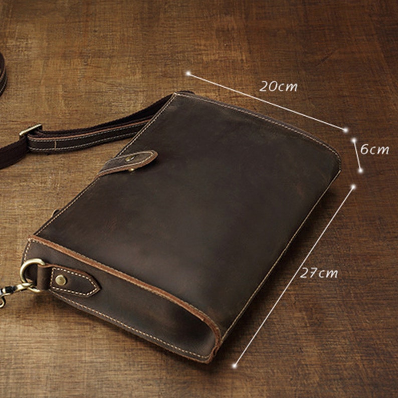 Brown leather clutch bag for men, detachable wrist strap, men clutch wallet handmade zdjęcie 8